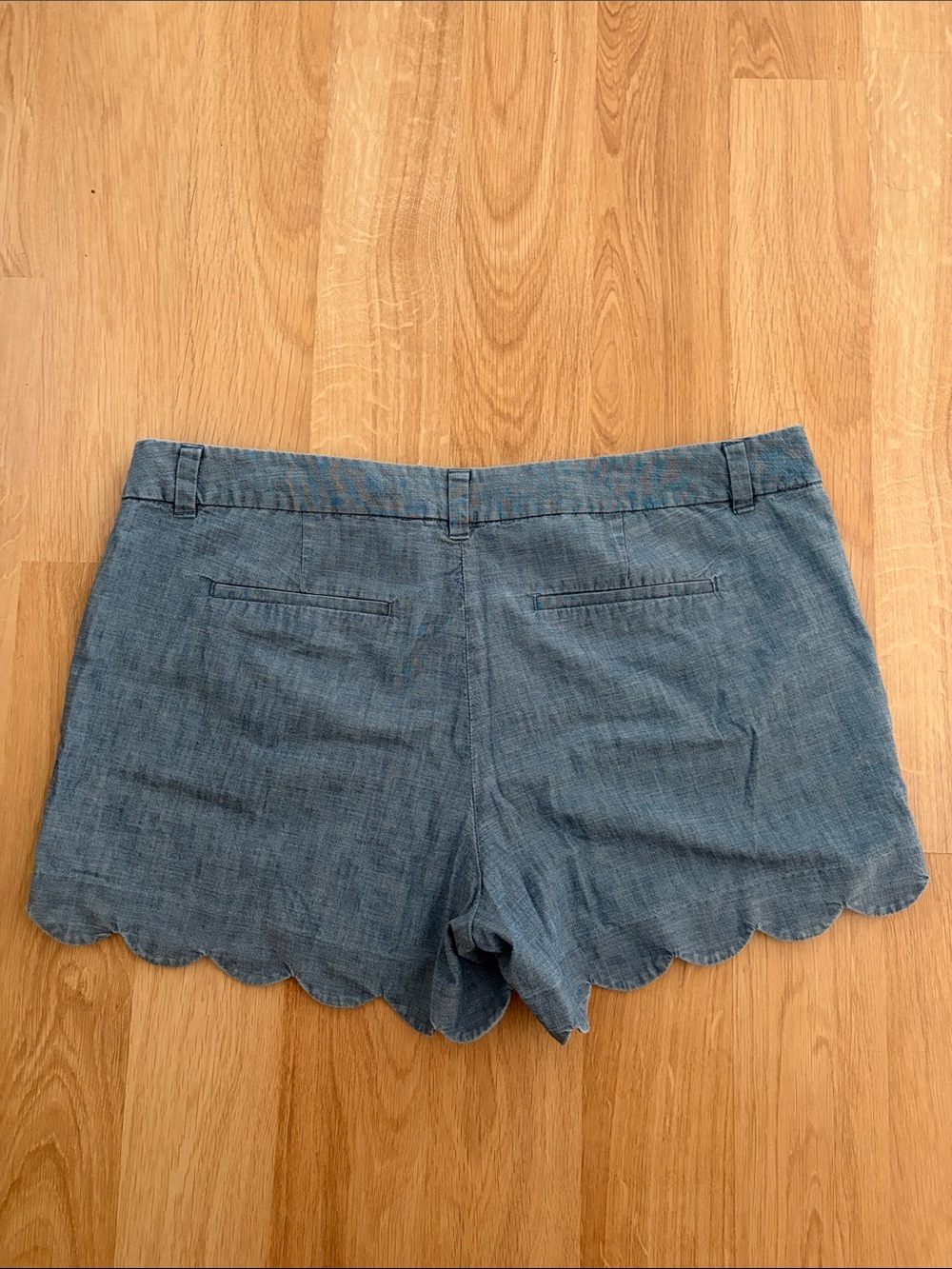 J. Crew Blue Chambray Scallop Hem Shorts - Picture 3 of 3